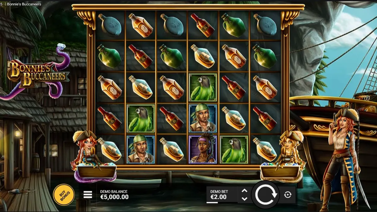 Bonnie’s Buccaneers slot game interface with pirate theme