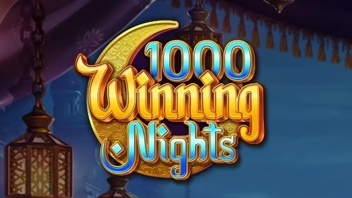 Tampilan antarmuka permainan slot 1000 Winning Nights dengan latar belakang yang menarik.