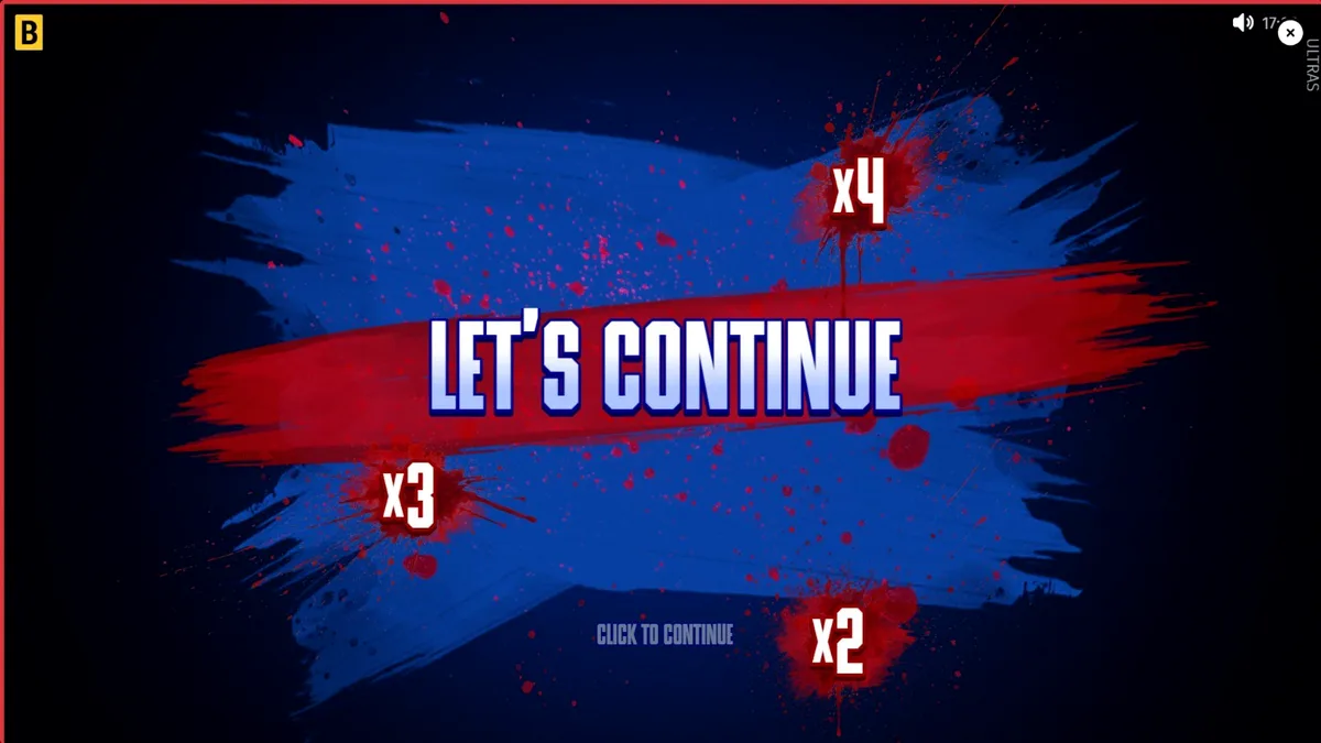 Tampilan layar permainan slot Ultras dari BGaming dengan tema sepak bola dan hooliganisme yang intens, menampilkan simbol-simbol yang berani dan latar belakang stadion yang berasap.