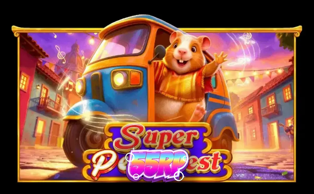 Pemandangan karnaval meriah dalam slot Super Peru Fest dengan elemen budaya Amerika Selatan.